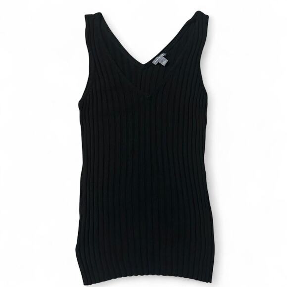Ann Taylor medium black V Neck tank top Knit EUC - Picture 1 of 2